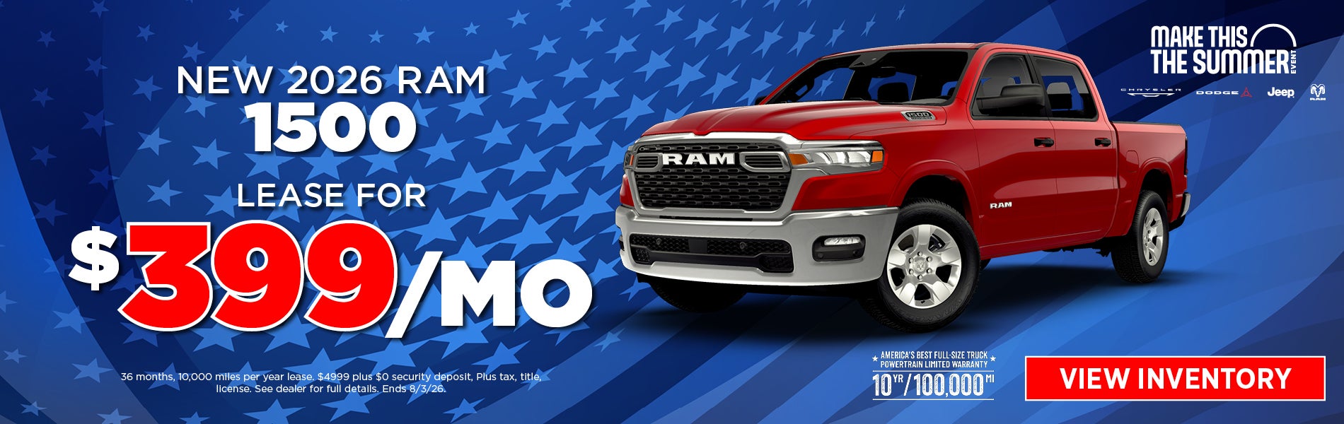 NEW 2026 RAM 1500 LEASE FOR $399/MO